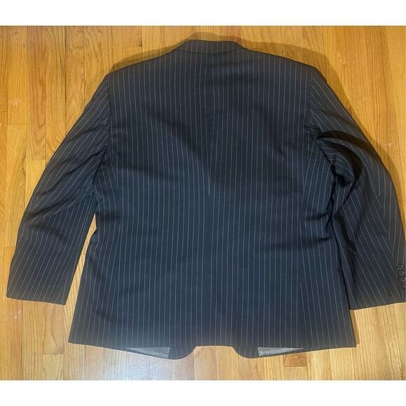 Oscar De La Renta Perfect Press Striped Three Button Wool Blazer Sz 50 - Picture 6 of 6